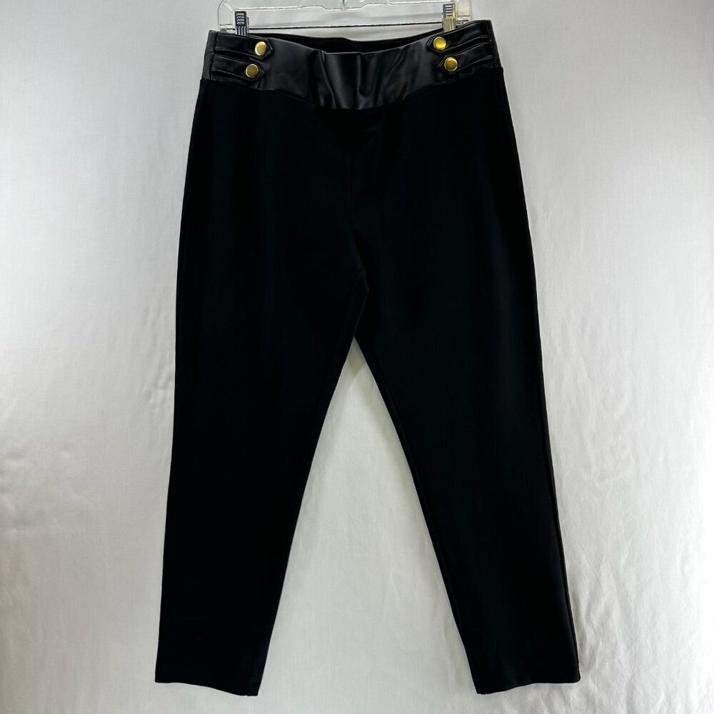 INC International Concepts Skinny Pants Womens L Mixed-Media Pull-On Ponte Black